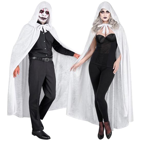 Capa con capucha de terciopelo blanco – 140 cm