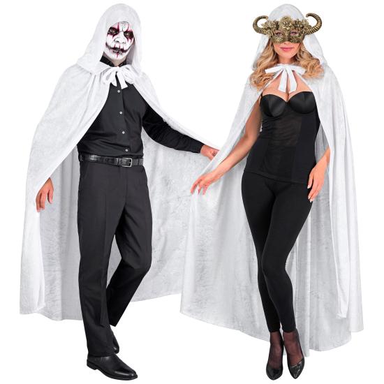 Capa con capucha de terciopelo blanco – 140 cm