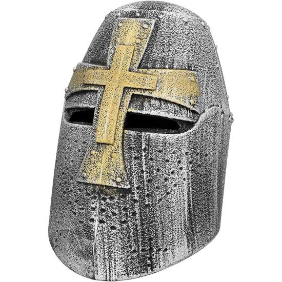 Casco Cruzado Medieval Plateado adultos