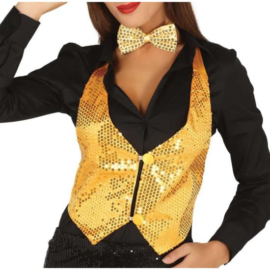 Chaleco Lentejuelas Mujer Oro Talla única.