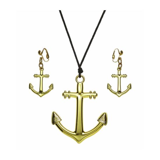 Collar y pendientes ancla marineras