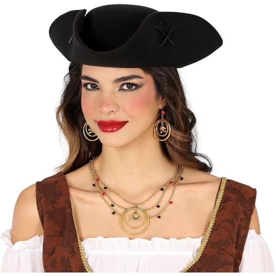Conjunto de Pendientes y Collar Pirata Metálico - Accesorios de Joyería para Mujer