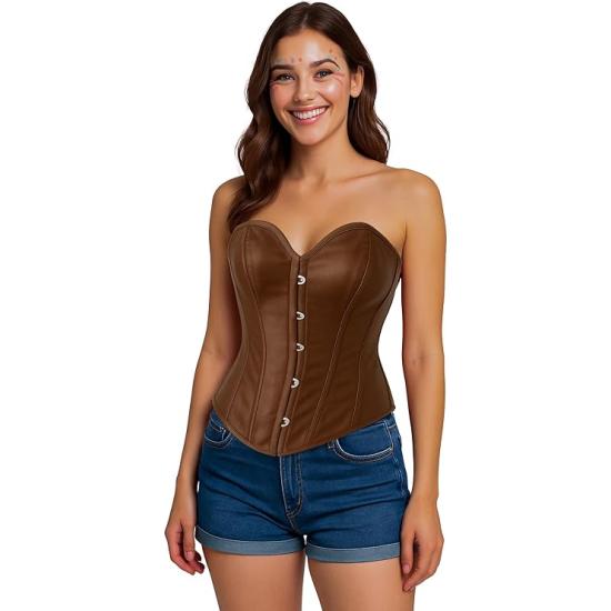 Corset Marrón de Mujer – Accesorio de Disfraz para Carnaval, Princesas y Fiestas Elegantes