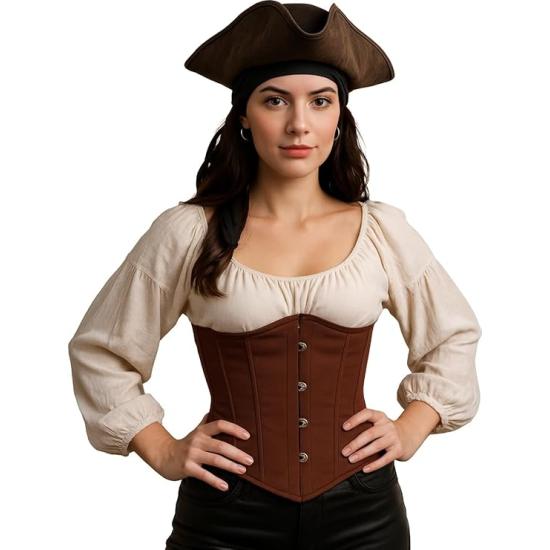 Corset Marrón para Mujer – Top de Disfraz Elegante de Princesas y Marquesas