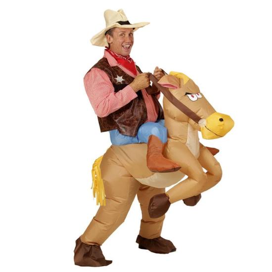 Disfraz Adulto Vaquero con Caballo Hinchable talla única