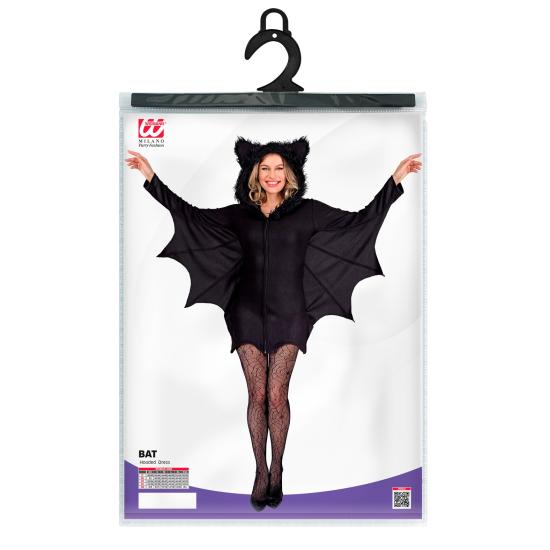 Disfraz BAT – Vestido Murciélago con Capucha y Alas para Mujer