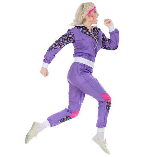 Disfraz Chándal de Táctel Morado Años 80 para Adulto
