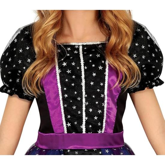 Disfraz de Bruja Estrellas con Purpurina para Niña (Sombrero + Vestido)