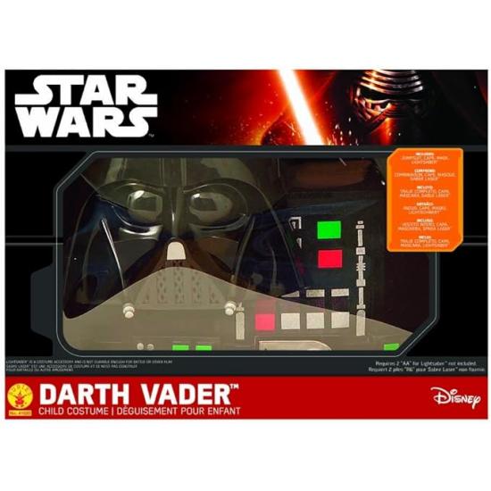 Disfraz de Darth Vader para niño, caja con disfraz, máscara y espada