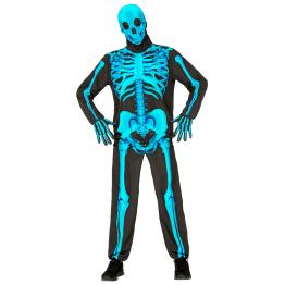 Disfraz de Esqueleto "Fast Costume" – Adulto Fluorescente Azul