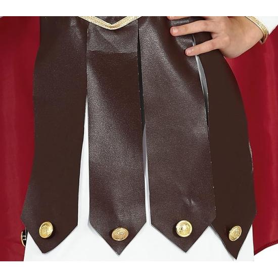 Disfraz de Gladiadora Niña - Vestido con Adornos Dorados y Capa Roja