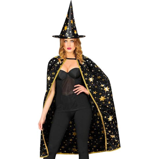 Disfraz de Mago para Adulto – Capa con Sombrero Estrellado (85 cm)  2 Colores