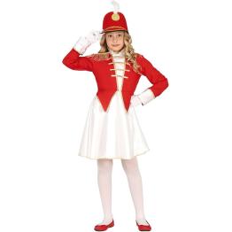 Disfraz de Majorette Niña - Atuendo Infantil Rojo, Blanco y Dorado para Niñas