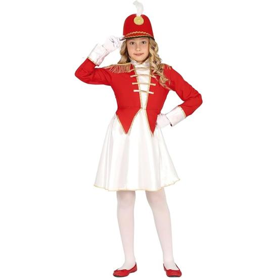 Disfraz de Majorette Niña - Atuendo Infantil Rojo, Blanco y Dorado para Niñas
