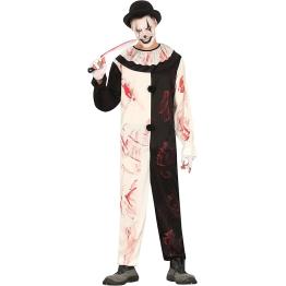 Disfraz de Payaso Despiadado Terrifier para Hombre – Cuello y Mono Ensangrentado