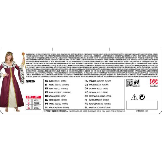 Disfraz de Reina para Mujer - Vestido Largo con Corona