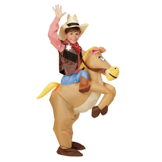 Disfraz infantil de Vaquero con Caballo Hinchable Talla única