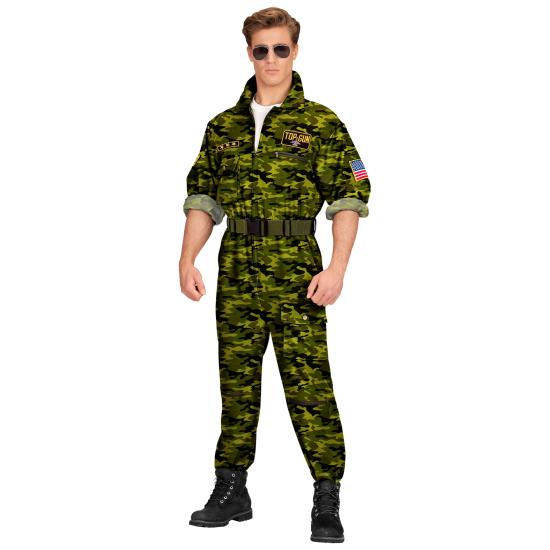 Disfraz Piloto de Combate Top GUn Camuflaje adulto
