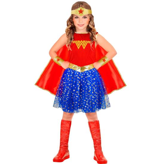Disfraz Wonder Girl para Niña – Incluye Capa, Diadema, Vestido y Muñequeras | Traje de Superhéroe Infantil