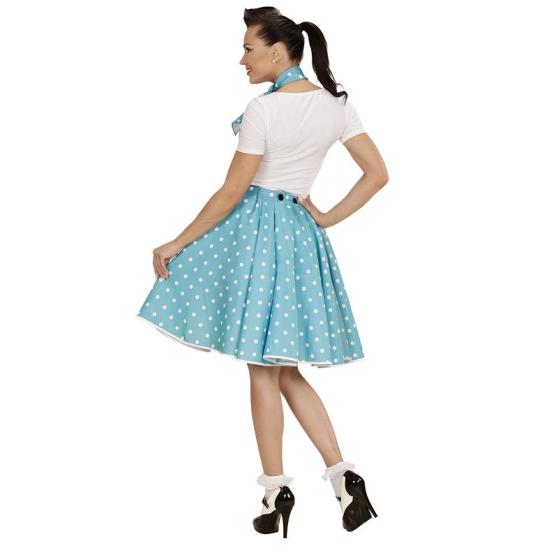 Falda de Lunares Turquesa de los años 50 con Pañuelo Grease