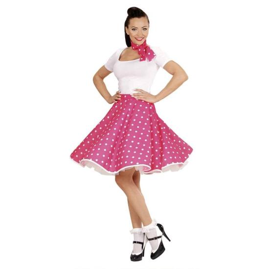 Falda Lunares Rosa de los años 50 con Pañuelo grease talla única