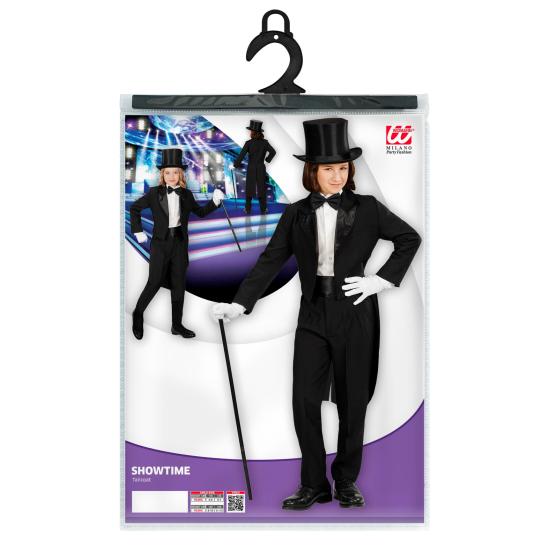 Frac Infantil Negro con Cuello en Raso – Traje de Espectáculo y Magia para Niños