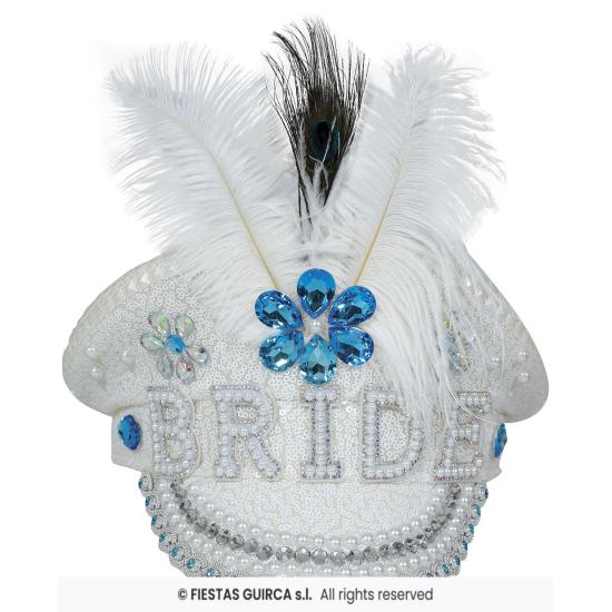 Gorra Bride con Plumas y Pedrería (Talla Única) - Accesorio de Disfraz para Fiestas