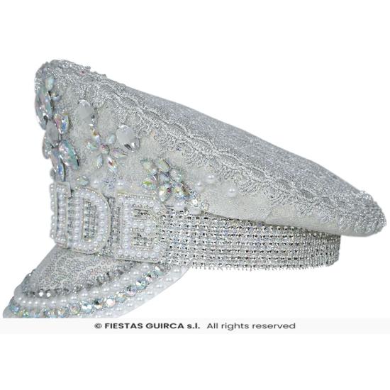 Gorra de Bride Plata con Pedrería (Talla Única)