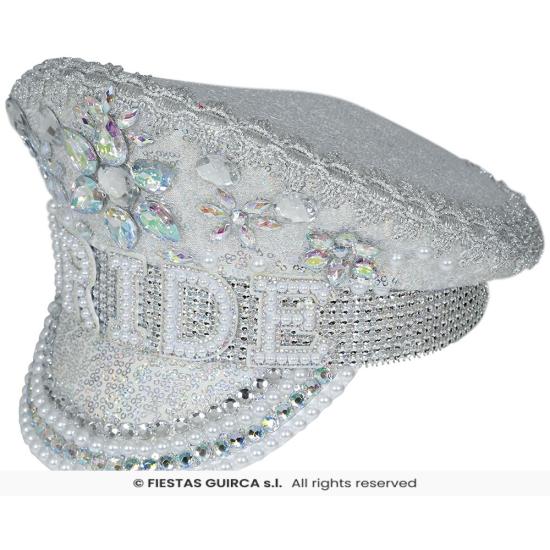 Gorra de Bride Plata con Pedrería (Talla Única)