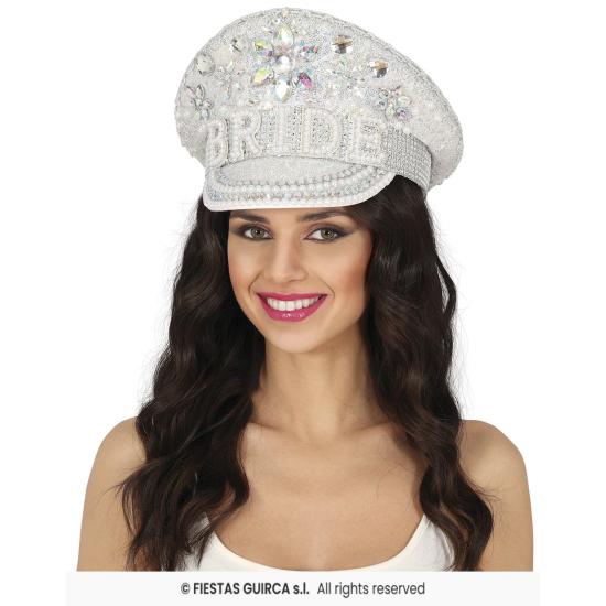 Gorra de Bride Plata con Pedrería (Talla Única)