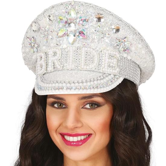 Gorra de Bride Plata con Pedrería (Talla Única)