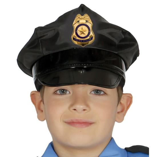 Gorra de policía negro infantil^