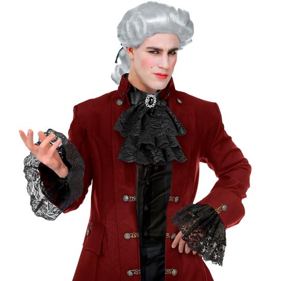 Jabot con gema y muñequeras de encaje – complemento para disfraces