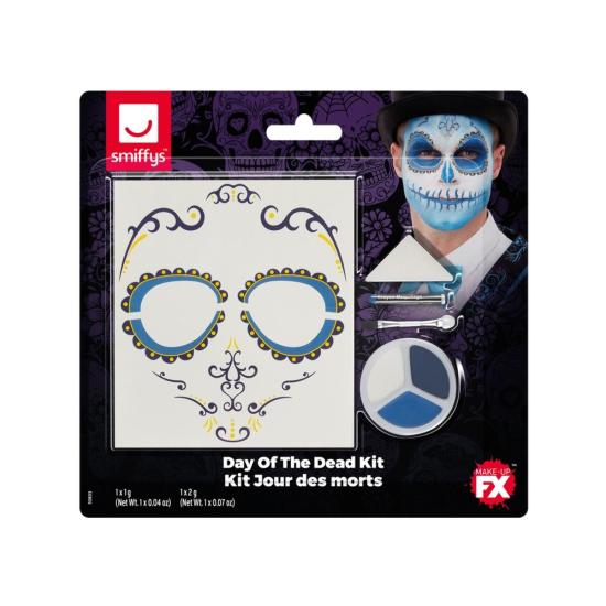 Maquillaje día de los Muertos Azul