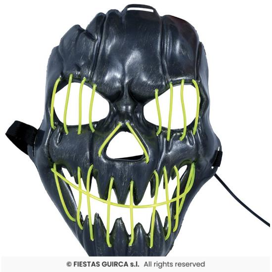 Mascara negra sonrriente con luz, pvc