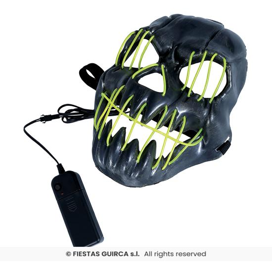 Mascara negra sonrriente con luz, pvc