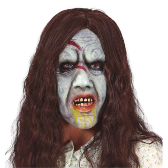 Máscara con Pelo Niña Poseída de Látex