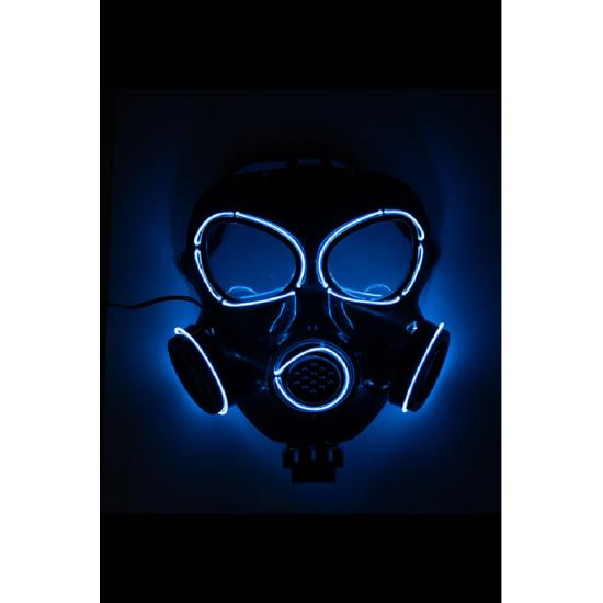 Máscara de gas con adornos luminosos (pilas no incluidas) en bolsa con solapa de cartón