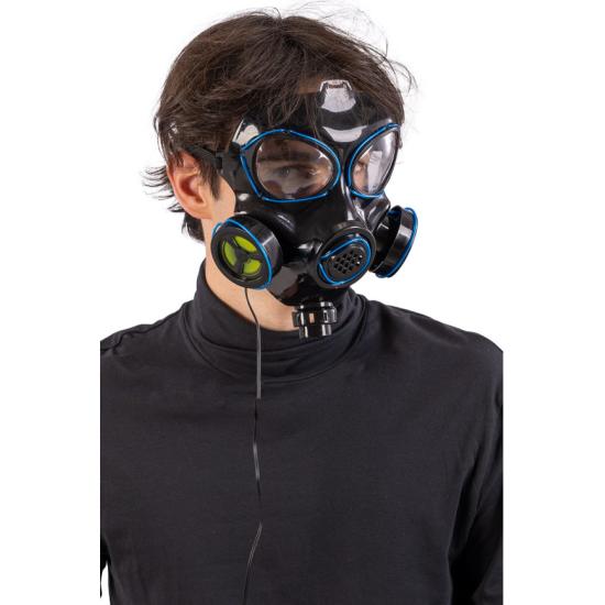 Máscara de gas con adornos luminosos (pilas no incluidas) en bolsa con solapa de cartón