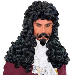 Peluca capitán Garfio con perilla y bigote