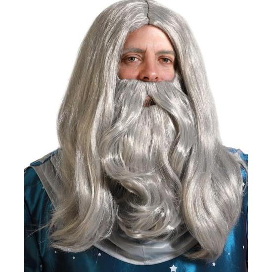 Peluca con Barba Mago Gris