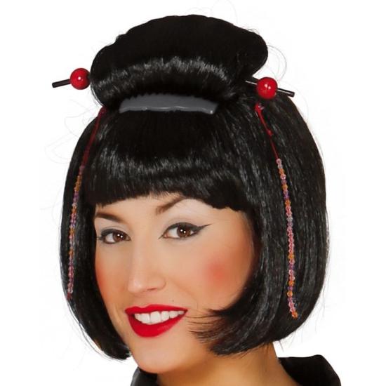 Peluca de japonesa con adornos