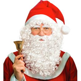 Peluca de Papá Noel con Gorro Rojo, Barba Maxi, Bigote y Cejas