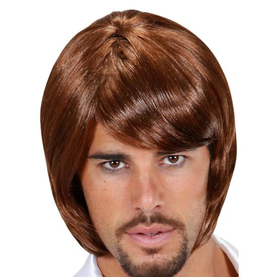 Peluca disfraz estrella del Pop años 70 castaña.