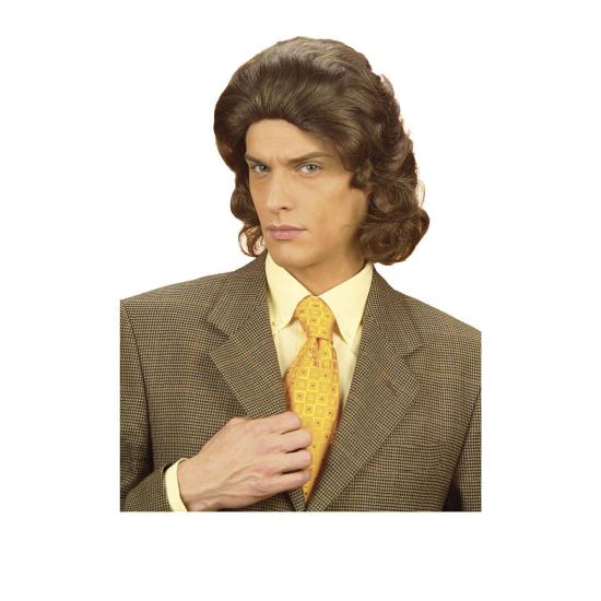 Peluca hombre años 70 castaña ^