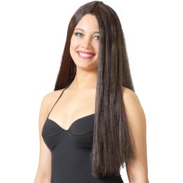 Peluca melena castaña larga