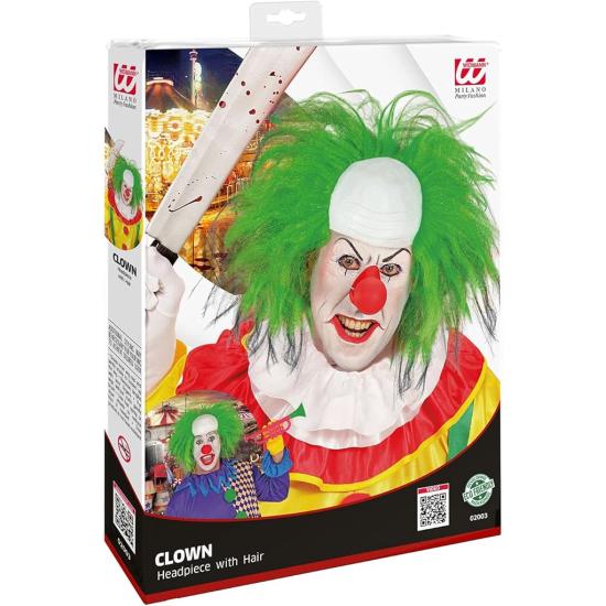 Peluca Payaso Calvo con Pelo Verde - Disfraz de Circo y Payaso de Terror