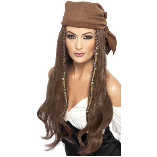 Peluca Pirata Marrón para Adulta