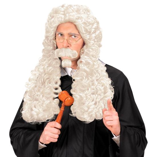 Peluca Época Blanca con Bigote y Perilla  .