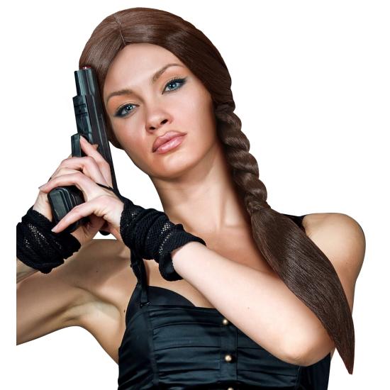 Peluca Trenza Larga Croft Castaña de Tom Raider